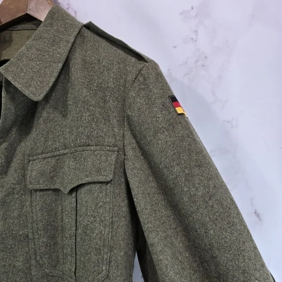 Vintage Wool Jacket Mens Small Green West Germany 60s Coat Military Cold War - Picture 16 of 16